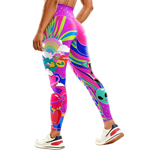 Leggings Deportivos Personalizados al por Mayor para Mujer, Estampado Colorido, Cintura Alta, Ecológicos, de Spandex/Poliéster, Sublimados, para Fitness, Yoga y Estiramiento - Product Image 4