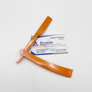 มีดโกนหนวดสำหรับช่างตัดผมสีส้มมีดโกนที่โกนหนวดแบบตรงมีใบมีดสไลด์ทนทาน - Product Image 4