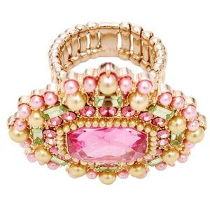 Pink Green Radiant Pearl Ring Women Fashion Jewelry Elegant Statement Ring Crystal Pearl <b>Accessory</b> Gift for Party <b>Wedding</b> Daily - Product Image 5