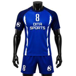 ชุดแฮนด์บอลสีน้ำเงินกรมท่าสำหรับผู้ชาย เสื้อเจอร์ซีย์และกางเกงขาสั้น ชุดทีมกีฬาน้ำหนักเบา ระบายอากาศได้ดี เหมาะสำหรับการฝึกซ้อมและการแข่งขัน - Product Image 1