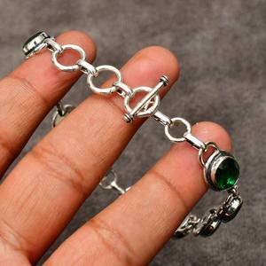 กำไลข้อมือพลอยโครเมียมไดโอไซด์ ทำมือ เงินแท้ 925 พลอยสีเขียวธรรมชาติ สำหรับผู้หญิง ขนาด 7 นิ้ว ของขวัญ - Product Image 6