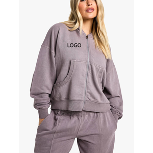 Sweat à capuche pour femme de haute qualité, 500 GSM, imprimé 3D, gaufré, coupe ample, en coton biologique respirant, décontracté - Product Image 1