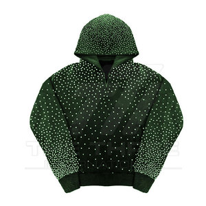 Sudadera con capucha de alta gama para hombre con diamantes de imitación, diseño elegante con cristales, calidad premium, ropa de calle informal, sudadera con capucha para adultos. - Product Image 2