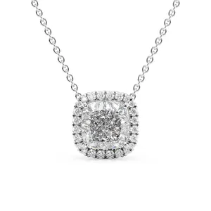 สร้อยคอจี้เพชร Arianza Cushion Lab Grown Diamond ประดับเพชรสังเคราะห์คุณภาพ DF บนตัวเรือนแพลตตินั่ม Pt950 ของขวัญเครื่องประดับชั้นดี - Product Image 2