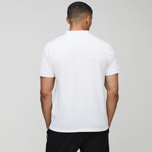 Men's <b>White</b> <b>Polo</b> Shirt Short Sleeve Solid Color Casual Pique Knitted Cotton Regular Fit - Product Image 3