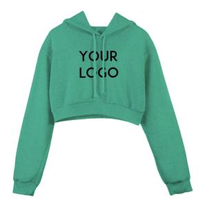 Sudadera corta de algodón con LOGO personalizado para mujer, chándal de manga larga para gimnasio, venta al por mayor - Product Image 1