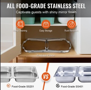 Juego de 4 recipientes rectangulares de acero inoxidable premium para buffet y calentador de alimentos al mejor precio - Product Image 3
