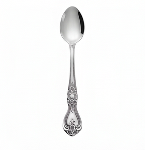 Elegante juego de cubiertos plateados de 4 cucharas para postre con mangos ornamentados, apto para lavavajillas, acabado de alto brillo para el hogar. - Product Image 3