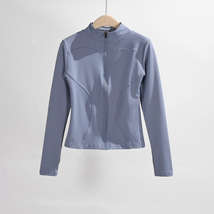 Women's Seamless Yoga <b>Jacket</b> Tops Gym Fitness <b>Workout</b> Sports Shirts Skinny Midweight Spandex/Nylon Elastic Waist Long Sleeve - Product Image 1