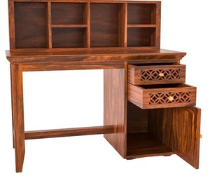 Carved Wooden Office <b>Desk</b> with Bookshelf | Executive <b>Computer</b> Table with Storage | B2B Wholesale Furniture India - Product Image 3