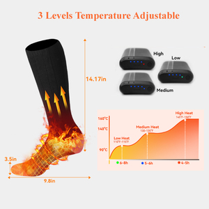 Chaussettes chauffantes électriques rechargeables unisexes pour l'hiver, pour hommes et femmes, pour la randonnée, le camping, la moto, le ski - Product Image 4