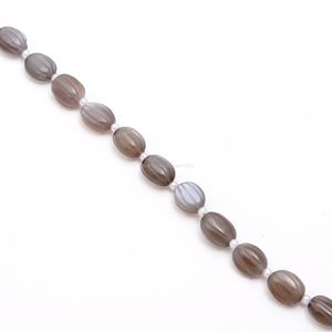 Cuentas Ovaladas Talladas a Mano de Piedra Lunar Gris Natural, Cuentas de Piedras Preciosas Talladas a Mano de 8 Pulgadas para Fabricación de Joyas, Tallados de Piedras Preciosas - Product Image 4