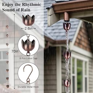 Chaîne de pluie décorative en fer durable au design tendance pour le drainage des toits de balcon et accessoires élégants pour l'aménagement extérieur des jardins - Product Image 4