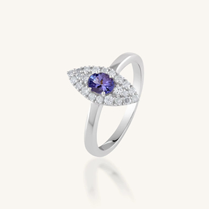 Anillo de Tanzanita y Diamantes en Plata de Ley 92.5 KLSR-11707 - Product Image 1