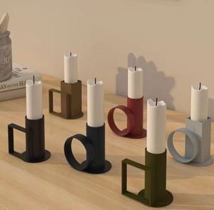 Metal Iron Art Painted Retro Handheld <b>Small</b> Candle Holder Stand <b>Container</b> Base Candlestick Home Decoration - Product Image 1