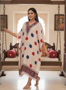Kaftan en pure soie modale imprimé Ajrakh - Product Image 2