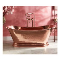 Nouvelle arrivée Baignoire de trempage moderne Baignoire en cuivre massif Base inclinée Baignoire en cuivre Baignoire en cuivre pour salle de bain