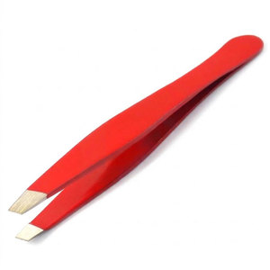 Pinzas Profesionales para Cejas Rojas para Mujer, Punta Inclinada, Depilación, Maquillaje, Herramienta de Belleza, Acero Inoxidable, Precisión para Cejas - Product Image 1
