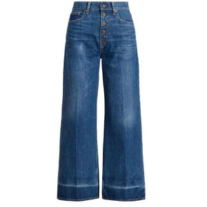 Vaqueros casuales de mezclilla azul lavado, holgados y elegantes para mujer, pantalones de mezclilla rectos para mujer, servicio OEM, precio al por mayor 2027 - Product Image 1