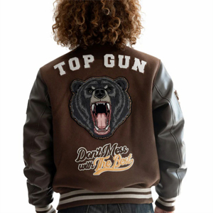 Chaqueta Deportiva Personalizada 2025 para Hombre, Cuello Alto, Bordado, Parches de Chenilla, Logotipos de Equipos Escolares, Impermeable - Product Image 4