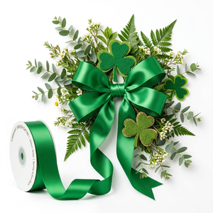 Ruban en satin vert simple face de 25 mm pour la décoration de toiles de fond, les centres de table, les arrangements floraux, la finition de costumes et les pinces à cheveux - Product Image 4