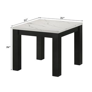 Set di 3 Tavoli da Soggiorno in Legno con Piano in Finto Marmo Bianco e Nero, Include Tavolino da Cocktail e Due Tavolini Abbinati - Product Image 6