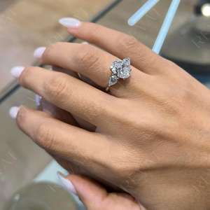 3 Carat Oval Three Stone Lab Grown Diamond Engagement <b>Ring</b>, 14K Gold Oval Engagement <b>Ring</b>, IGI Certified - Product Image 6
