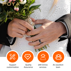 포야 블랙 세라믹 반지 8mm 6mm 커플 웨딩 밴드 무광 스텝드 라운드 엣지 반지 알레르기 방지 - Product Image 6
