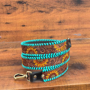 Correa de bolso de cuero mecanizada a mano de fábrica al por mayor para hombres y mujeres hebilla de anillo D de aleación de Zinc correas de hombro ajustables marrones personalizadas - Product Image 5