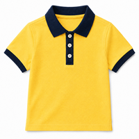 Polo pour garçons à col contrastant, manches courtes, en coton tricoté uni anti-boulochage, décontracté, été, 120 cm, 180 g, pour enfants