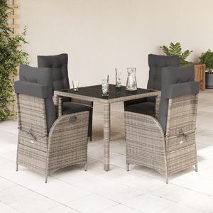 Conjunto de Comedor de Jardín de Ratán PE Gris con Reposabrazos Ajustables y Características Estándar - Product Image 1