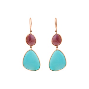 Hermosos Pendientes de Turquesa Genuina con Certificado IGI, Oro Amarillo Sólido de 18k, Joyería para Fiestas y Bodas, el Mejor Regalo para Mujer - Product Image 2