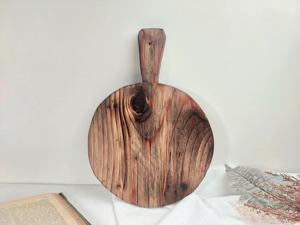 Planche à découper ronde en bois de qualité supérieure avec poignée, plateau de service en bois massif pour décoration de cuisine rustique, présentation en café et aménagement intérieur - Product Image 4
