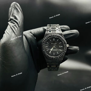 Reloj de Pulsera de Acero Inoxidable con Incrustaciones de Diamantes Moissanite y Bisel con Aspecto de Diamante - Product Image 1