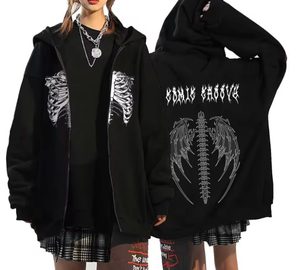 Y2k Clothes Oversized Autumn Winter Fleece Zipper Hoodies Gothic <b>Zip</b> <b>Up</b> Sweatshirt Men <b>Women</b> Loose <b>Jackets</b> Hip Hop Streetwear - Product Image 5