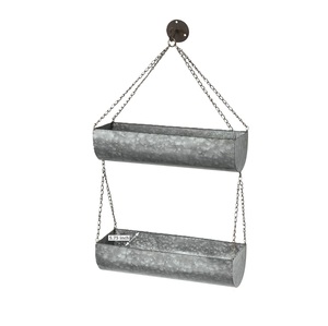 Ensemble de 3 jardinières suspendues en fer galvanisé, rectangulaires, à fixation murale, avec finition pour la décoration intérieure et extérieure du jardin - Product Image 2