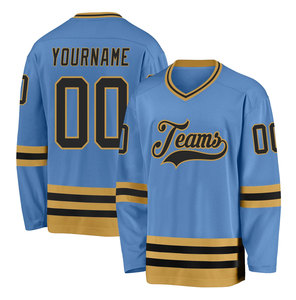 Camiseta de Hockey sobre Hielo Personalizada para Equipos, Gris Azul, Cuello en V, Manga Larga, 100% Poliéster, Transpirable, Unisex, para Adultos - Product Image 3