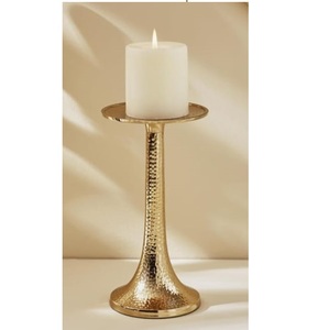 Porte-bougie à thé de style classique pour la décoration de mariages et de dîners, finition plaquée or, porte-bougie votif en métal - Product Image 4