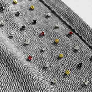 Pantalones Cortos de Mezclilla Personalizados para Hombre, Estilo Urbano con Cristales de Imitación, Pantalones Cortos de Mezclilla Vintage de Alta Calidad - Product Image 2