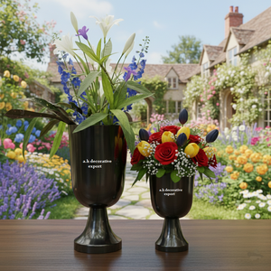 Ensemble de vases trompettes modernes en métal noir canon de fusil, pot de fleurs, urne sur piédestal pour design d'intérieur, écologique, pour décoration de mariage, maison et bureau - Product Image 2