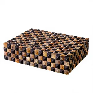 Caja de Joyería Rectangular Hecha a Mano con Cuerno de Búfalo, Estuche de Almacenamiento Vertical, Organizador Decorativo Brillante para Dormitorio o Sala de Estar - Product Image 4