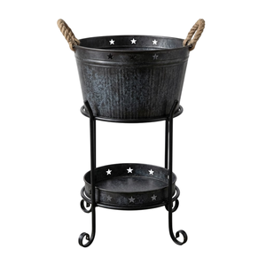 Seau à boissons rond en métal de haute qualité, refroidisseur à vin en acier, seau à glace pour fête avec support et poignées, au prix le plus bas - Product Image 4