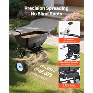 Spargitore da Giardino Trainabile con Capacità di 130 LBS, 30 Impostazioni Regolabili, 9,8 Piedi di Larghezza, 13 Pneumatici per Spargimento Fertilizzante - Product Image 2