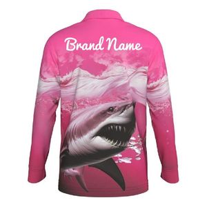 INDEX Men's <b>Long</b> <b>Sleeve</b> Fishing Shirt Sublimation Print UPF 50 Quick Dry <b>Blue</b> Fish Pattern Polo <b>Top</b> - Product Image 5