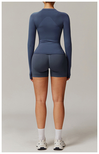 Conjunto de Yoga Verde Oliva para Mujer, Transpirable, Elástico en Cuatro Direcciones, Nailon y Spandex, Top de Alta Elasticidad, Shorts, Leggings, Ropa Deportiva para Gimnasio y Fitness - Product Image 4