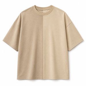 เสื้อยืดคอกลมแขนสั้นสีเขียวทรงโอเวอร์ไซส์ ผ้าฝ้ายเนื้อเจอร์ซีย์ถักลายดาว สวมใส่สบายๆ สีพื้น - Product Image 4