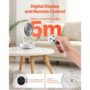 8-Inch Portable Wearable 3-in-1 Foldable Rechargeable Oscillating Fan <b>Battery</b> <b>Operated</b> Remote Control Quiet Desk/Table Fan - Product Image 4