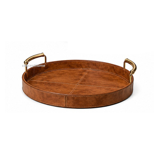 Bandeja de Servir Octogonal Negra con Borde Dorado y Asas, Acabado Lacado de Color Sólido, Uso Residencial - Product Image 3