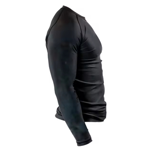 Maillot de bain/surf pour homme à manches longues, noir avec imprimé plumes violettes, séchage rapide, Spandex Polyester UPF50+ 140g, pour adulte - Product Image 4