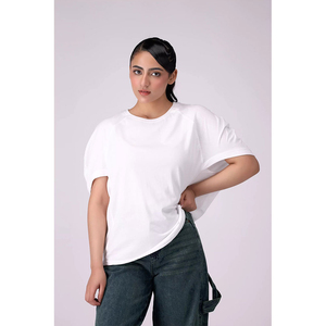 T-shirt ample en coton personnalisé de haute qualité pour femme avec fermeture éclair, logo personnalisé et tissu respirant - Mode toutes saisons - Product Image 1